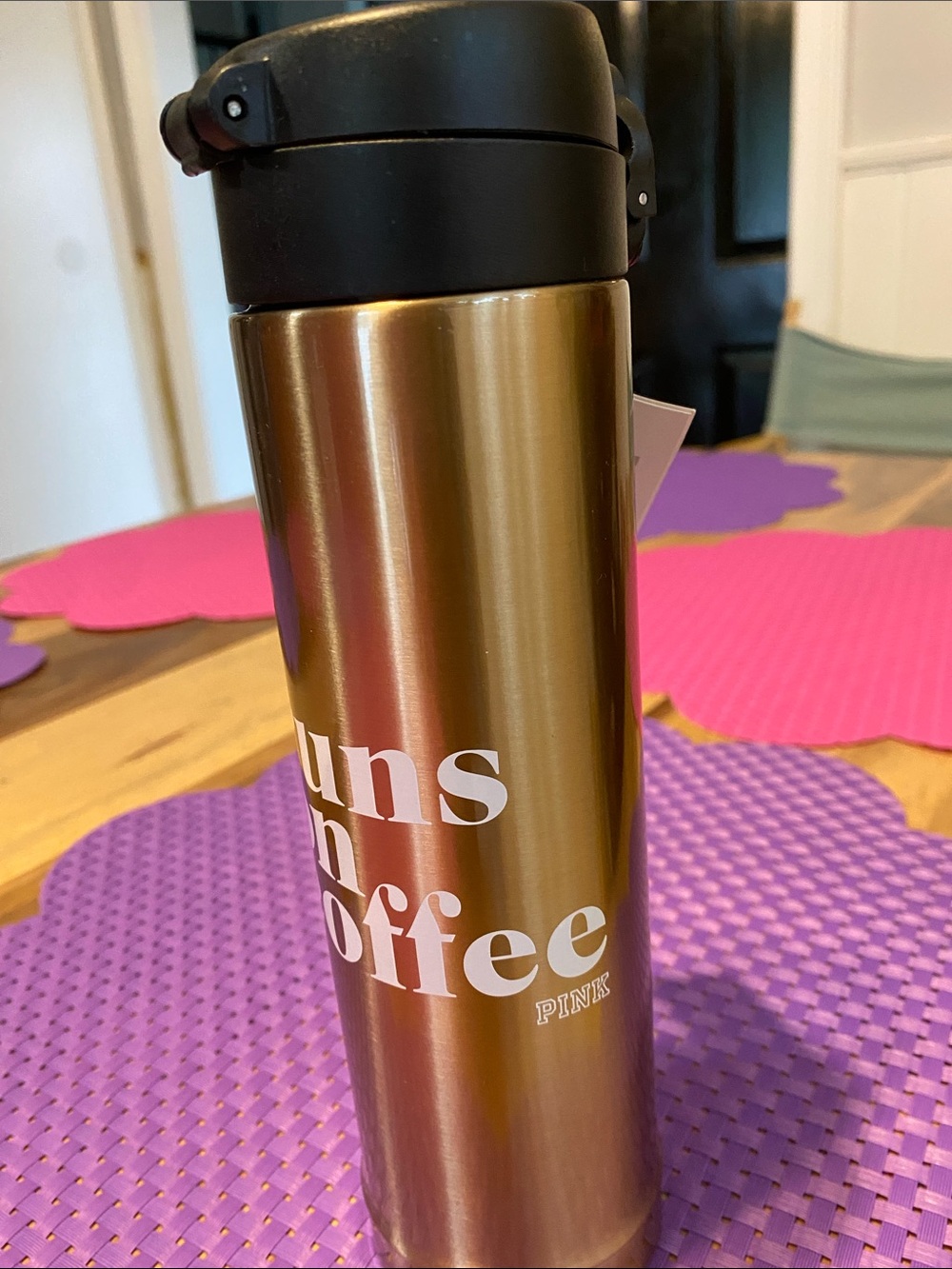 PINK Victoria's Secret Gold Stainless Travel Tumbler